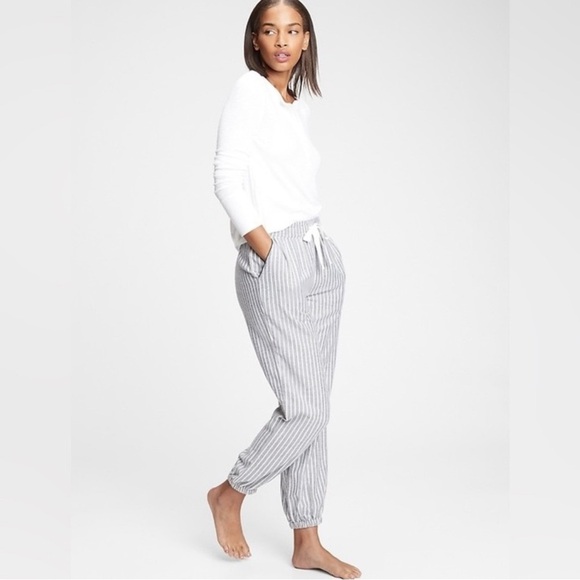 GAP Other - Love By Gap Flannel Joggers Striped Drawstring High Waisted Blue Medium New